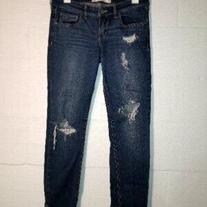 Hollister Co Women's Size 7 Dark Wash Distressed Ripped Denim Jeans W28 L33